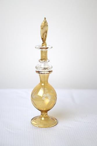 Hand-Blown Amber Glass Fragrance Bottle with Etching