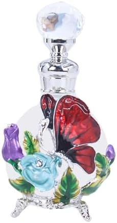 Glass Perfume Bottle 25ml Retro Embossed Dripping Cap Empty Vial for Ladies