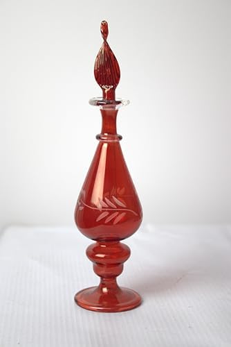 Ornamenta Hand-Blown Glass Perfume Bottle with Egyptian Engraving