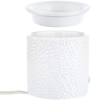 White Leaf Ceramic Candle Warmer with Safety Timer