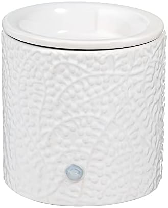 White Leaf Ceramic Candle Warmer with Safety Timer