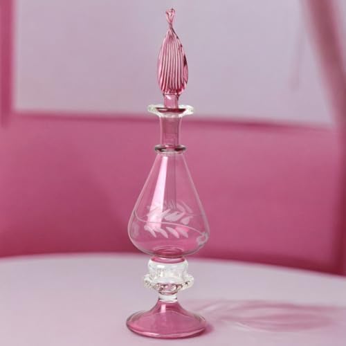 Hand-Blown Egyptian Glass Perfume Bottle - Refillable Engraved Scent Holder
