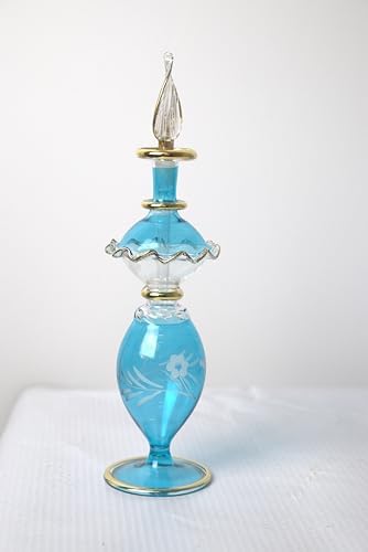 Hand Painted Glass Perfume Decanter with Golden Trim