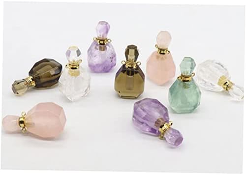 Garneck Fluorite Crystal Perfume Bottle Pendant Necklace for Women