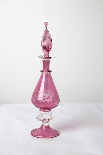Hand-Blown Egyptian Glass Perfume Bottle - Refillable Engraved Scent Holder
