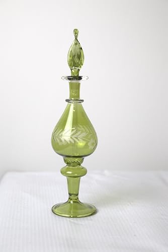 Egyptian Green Glass Scent Decanter Refillable Perfume Bottle