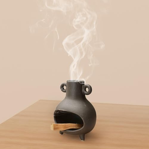 Klkcms Incense Burner Ceramic Palo Santo Holder 10x132cm Black