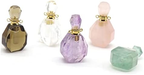 GARVALON Fluorite Crystal Perfume Bottle Necklace for Women
