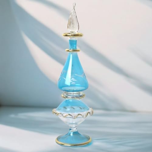 Egyptian Glass Perfume Bottle with Golden Trim