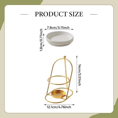 Essential Oil Burner with Removable Ceramic Bowl Gold