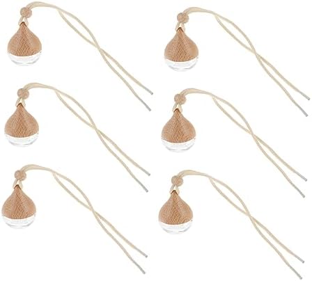 7ml Refillable Car Perfume Bottle Set of 6 Glass Aromatherapy Diffuser Decorative Hanging Bottle for Car