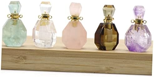 Garneck Fluorite Crystal Perfume Bottle Pendant Necklace for Women