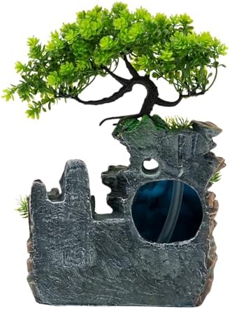Indoor Tabletop Fountain Humidifier with Light and Rockery Design