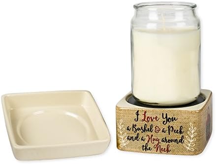 2 Pc Set Love You to The Moon and Back Love You Bushel and a Peck Ceramic Stone Candle Warmers