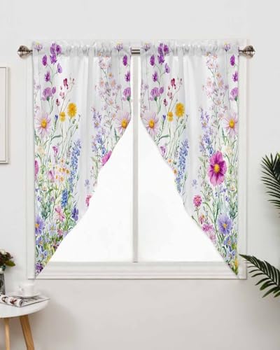 Flowers Spring Valances for Windows 2 Panel 28x36 inches