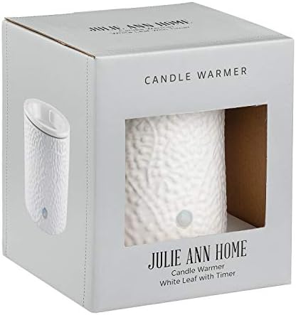 White Leaf Ceramic Candle Warmer with Safety Timer
