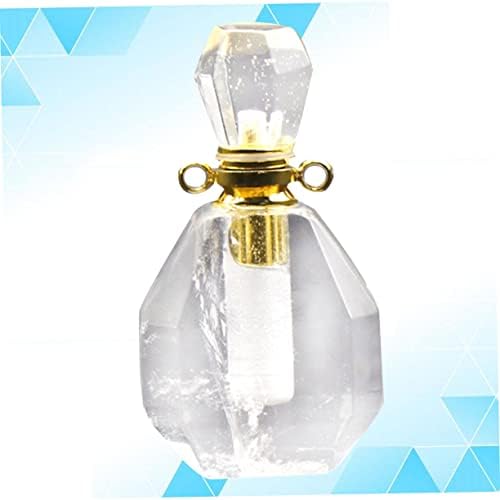 Garneck Fluorite Crystal Perfume Bottle Pendant Necklace for Women