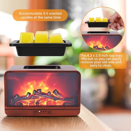 Wax Melt Warmer with Dynamic Flame and Timer