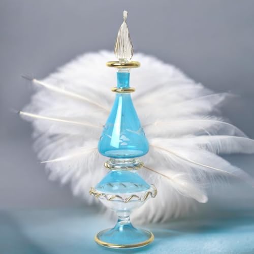 Egyptian Glass Perfume Bottle with Golden Trim