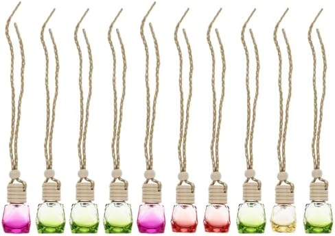 10PCS Refillable Perfume Bottle Set Colorful Glass Portable Hanging Decor for Home and Travel