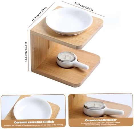 Essential Oil Burner with Bamboo Base and Ceramic Bowl