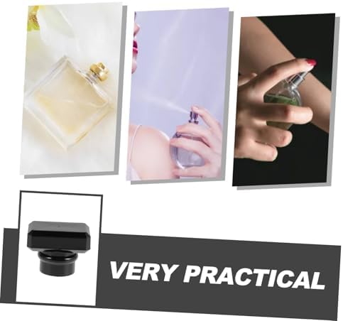 5pcs Black Square Plastic Perfume Bottle Caps for Travel Parties