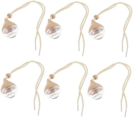 6pcs Clear Car Perfume Diffuser Bottles with Wood Lid Stylish Decor