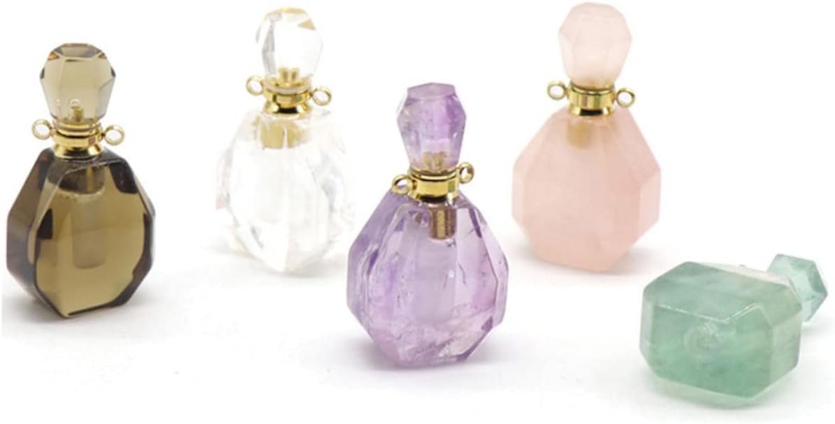 Ciieeo Natural Fluorite Crystal Wishing Bottle Pendant Necklace