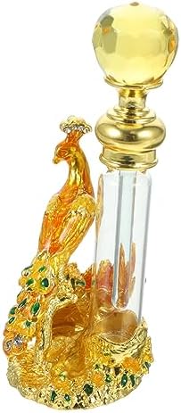 Antique Peacock Design Perfume Bottle Vintage Glass Container for Essential Oils