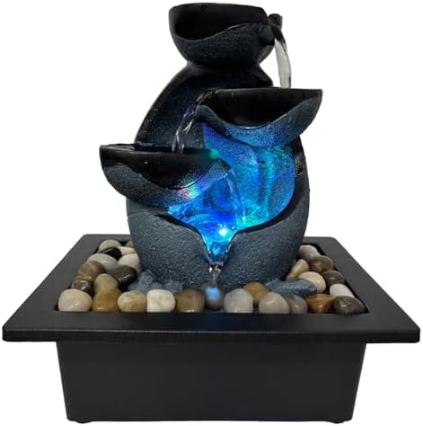 Indoor Tabletop Water Fountain with LED Light and Pump