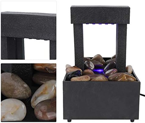 Indoor Water Fountain with LED Lights and Stones