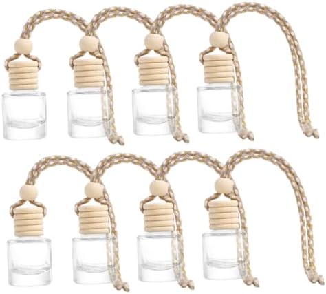 8pcs Car Glass Perfume Bottles Diffuser Pendant for Auto Decor Interior Decoration Hanging Scent Holder