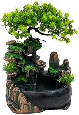 Indoor Tabletop Fountain Humidifier with Light and Rockery Design