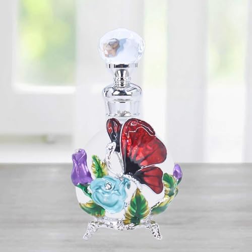 Glass Perfume Bottle 25ml Retro Embossed Dripping Cap Empty Vial for Ladies
