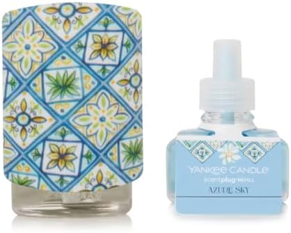 Yankee Candle Hello Italy Pattern Diffuser Base with Light and Azure Sky Refill