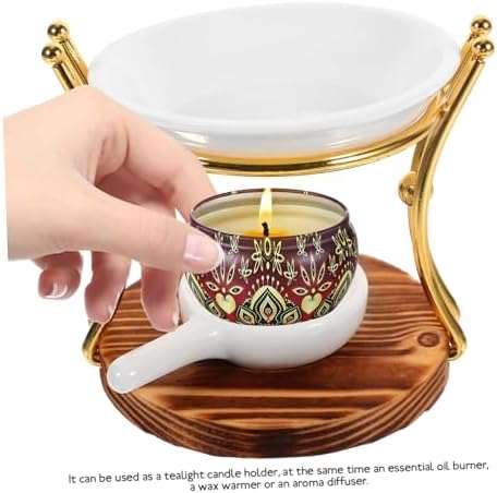 Wooden Essential Oil Burner with Iron Base for Aromatherapy