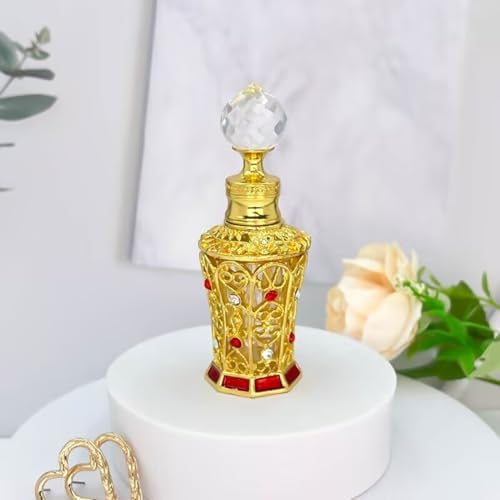 Vintage Perfume Bottle with Crystal Cover 12Ml Glass Art Statue for Women