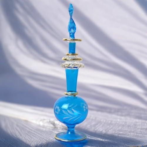 Hand-Painted Glass Perfume Bottle with Golden Trim