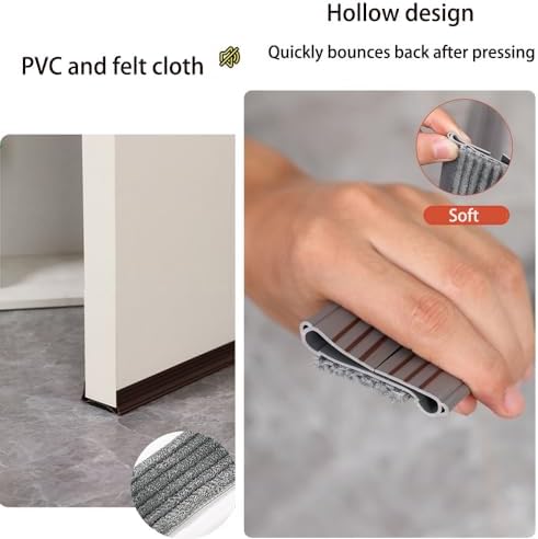 2Pack Door Draft Stopper with Felt Cloth Soundproofing for Doors