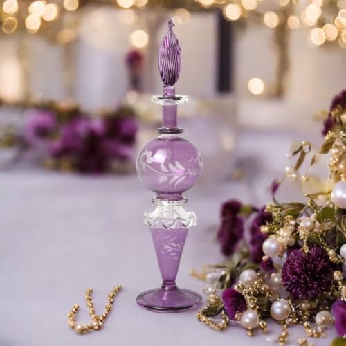 Ornamenta Purple Glass Fragrance Bottle with Engraved Design