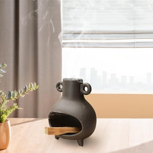 Klkcms Incense Burner Ceramic Palo Santo Holder 10x132cm Black