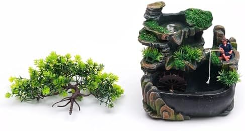 Rurazong Waterfall Fountain with LED Lights Table Top Decor