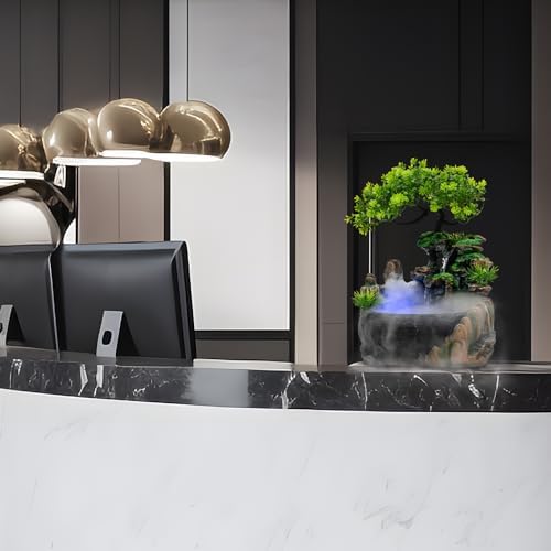 CAIHAOA Indoor Tabletop Fountain with Light and Pump