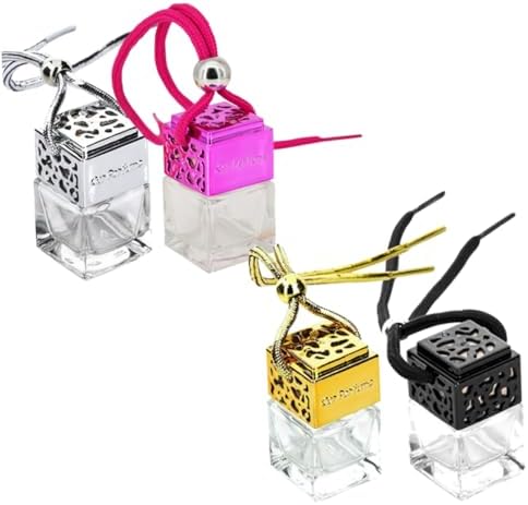FOYTOKI Car Hanging Perfume Bottle Glass Diffuser Square Shape Empty Car Decor Bottle