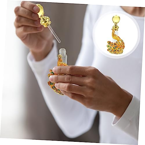 Antique Peacock Design Perfume Bottle Vintage Glass Container for Essential Oils