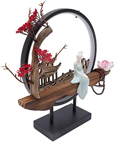 Tabletop Water Fountain with LED Light and Incense Burner