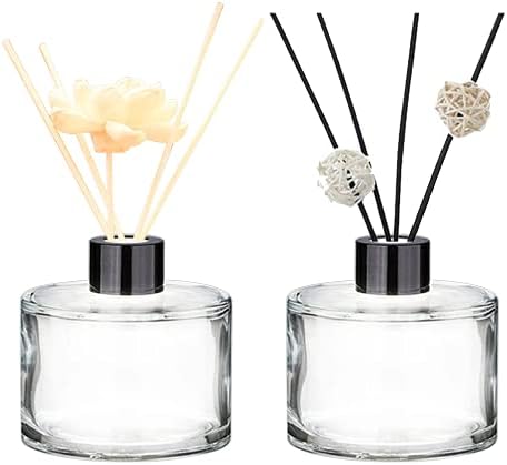 2 Pcs 50ml Clear Glass Diffuser Bottles with Black Lid