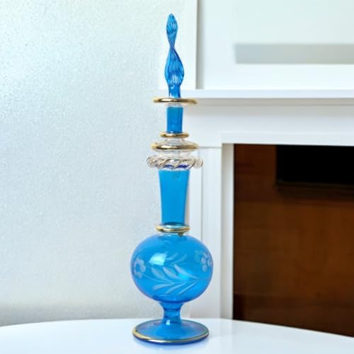 Hand-Painted Glass Perfume Bottle with Golden Trim