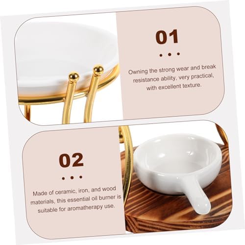 Wooden Essential Oil Burner with Iron Base for Aromatherapy