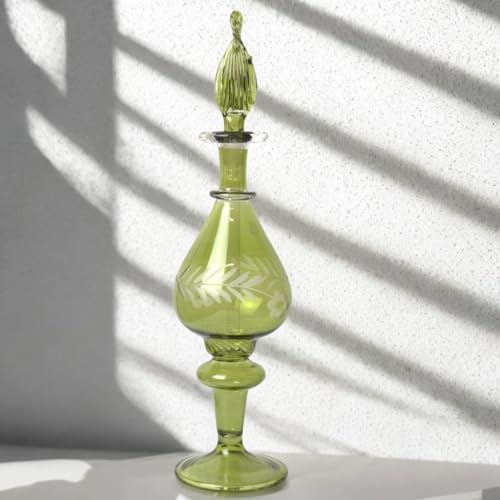 Egyptian Green Glass Scent Decanter Refillable Perfume Bottle